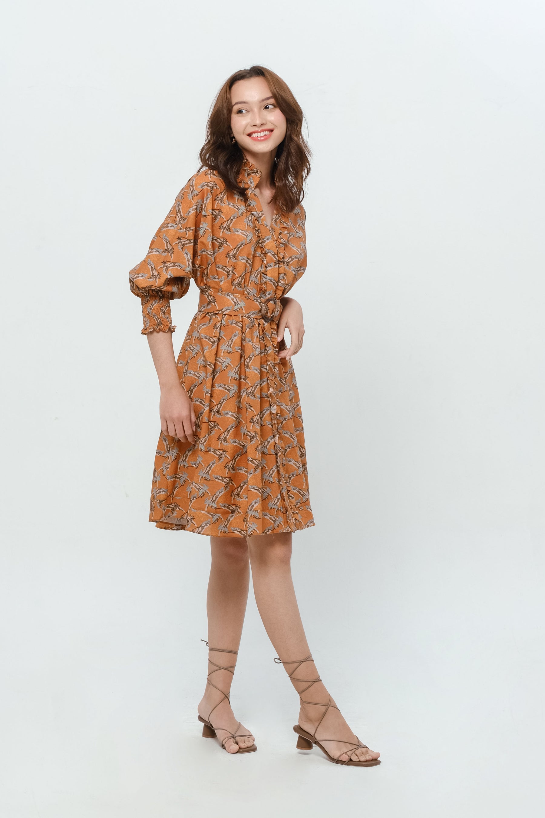 KALILA Dress in Orange Tenun