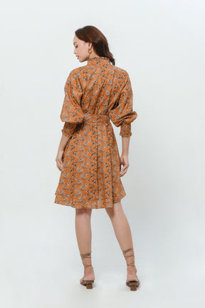 KALILA Dress in Orange Tenun