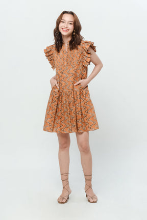 CARA Dress in Orange Tenun