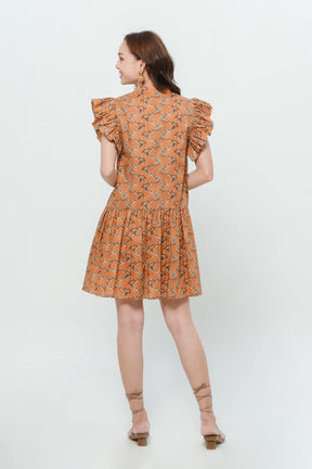 CARA Dress in Orange Tenun