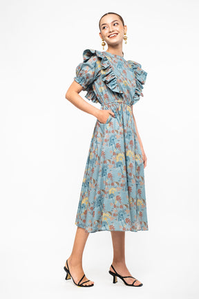 NAILA Dress in Blue Kuau