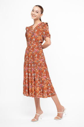 ELINA Dress in Terracotta Kuau